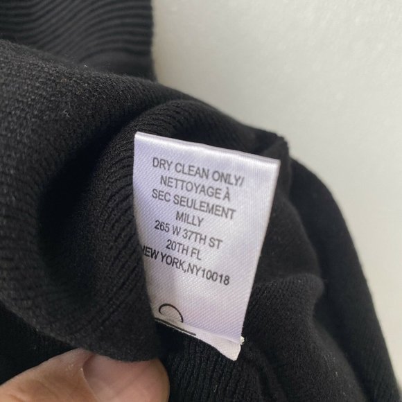 Milly Open Yoke Fit and Flare Knit Dress Black Mini Party Womens Size Small - Picture 6 of 6